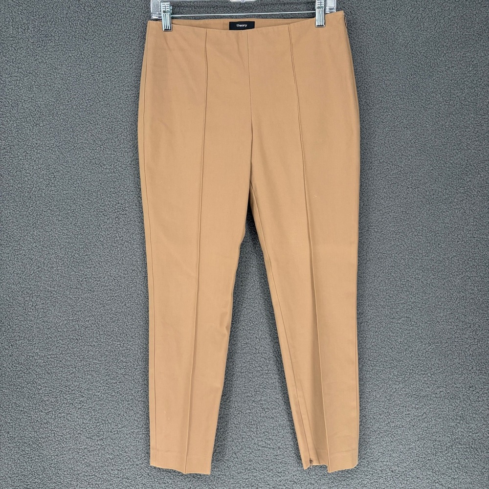 Theory Alettah Approach Camel Tan Pintuck Slim Tapered Pants H0204204 Womens 4